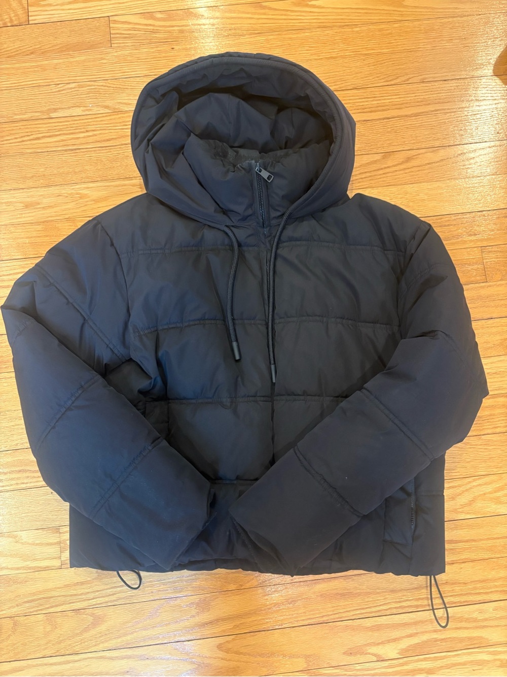 Zara Womens Black Hooded Puffer Jacket